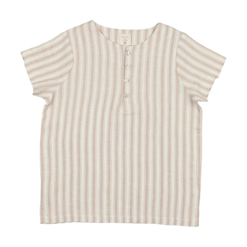 Lil Legs Taupe Stripe Loop Button Shirt