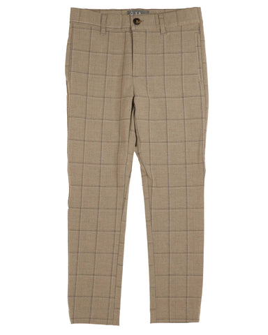 Belati Taupe Check Slim Trouser