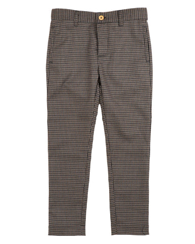 Belati Taupe Plaid Slim Trouser