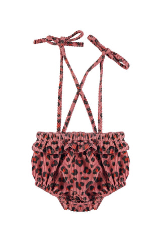 Piupiuchick Pink Animal Print Baby Bloomers with Straps