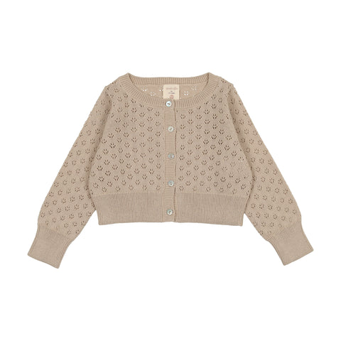 Lil Legs Taupe Pointelle Cardigan