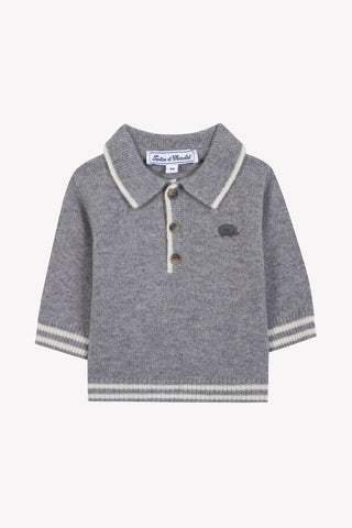 Tartine et Chocolat Medium Grey Logo Knit Polo