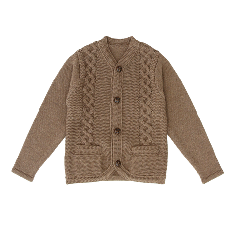 Coco Blanc Mocha Cabled Knit Cardigan