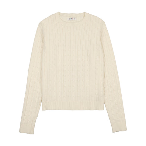 Coco Blanc Cream Cabled Girls Sweater