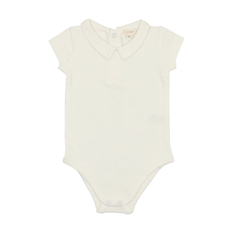 Lil Legs Winter White Collar Short Sleeve Onesie