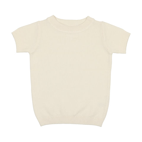 Lil Legs Cream Short Sleeve Crewneck Sweater