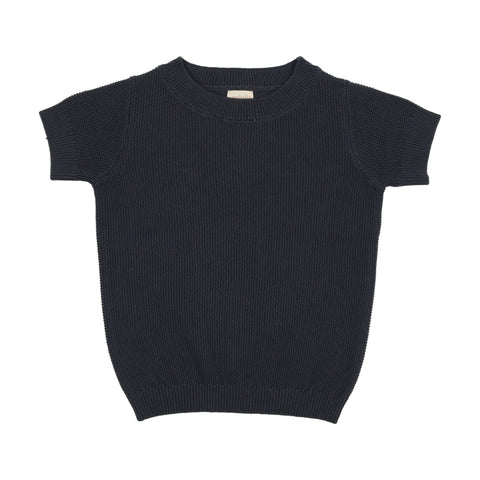 Lil Legs Off Navy Short Sleeve Crewneck Sweater
