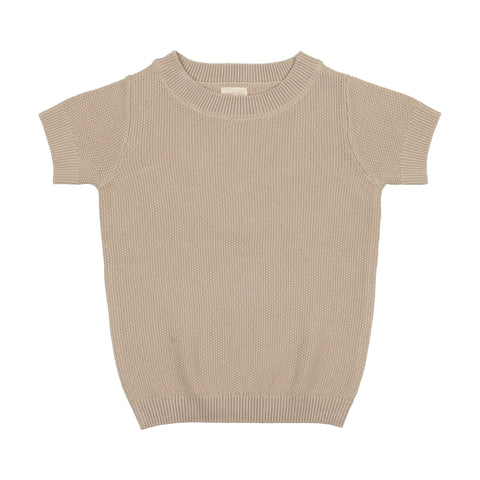 Lil Legs Taupe Short Sleeve Crewneck Sweater