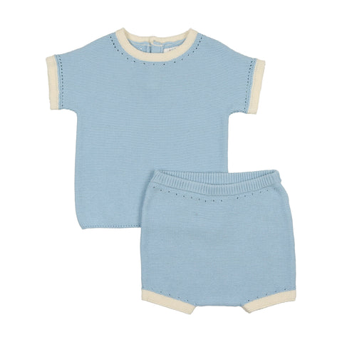 Coco Blanc Light Blue Knit Colorblock Set