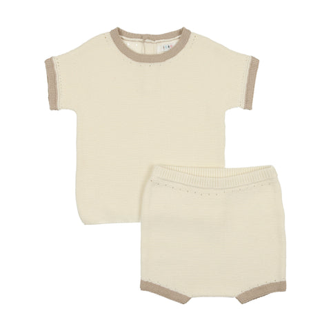 Coco Blanc Cream Knit Colorblock Set