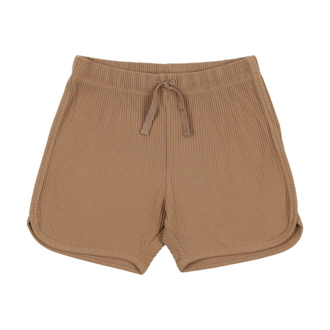 Coco Blanc Camel Ribbed Dolphin Shorts