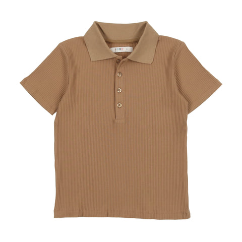 Coco Blanc Camel Ribbed Polo