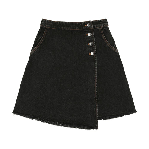 Coco Blanc Black Denim Button Skirt
