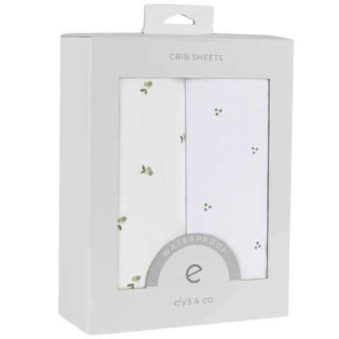 Ely's & Co Sage Berries Waterproof Crib/Toddler Bed Sheets