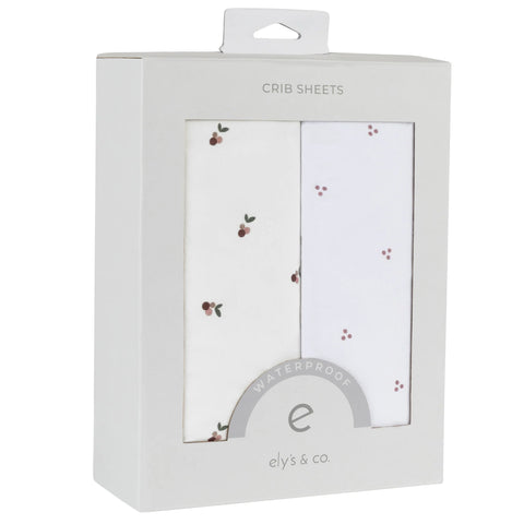 Ely's & Co Plum Berries Waterproof Crib/Toddler Bed Sheets