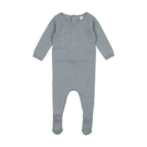 Lilette Blue Dotted Knit Footie