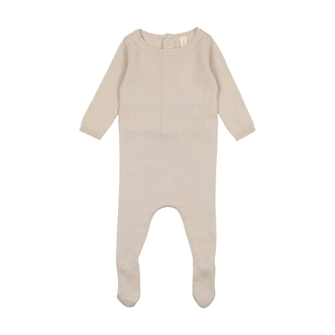 Lilette Taupe Dotted Knit Footie