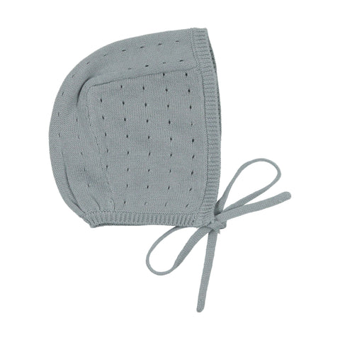Lilette Blue Dotted Open Knit Bonnet