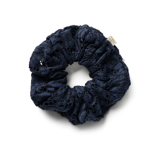 Halo Luxe Navy Evelina Lace Scrunchie