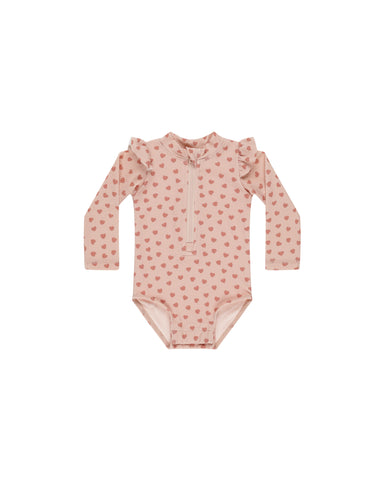 Quincy Mae Bubblegum Hearts Byron Rashguard One-Piece