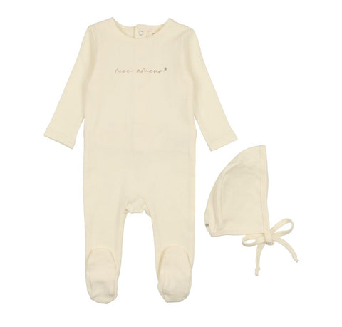 Lilette Ivory Taupe Mon Amour Footie & Hat Set