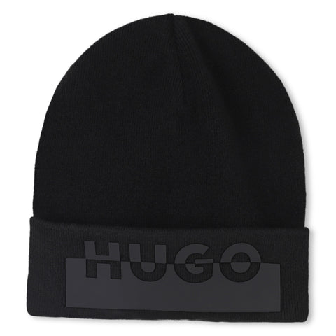 Hugo Black Pull on Beanie Hat
