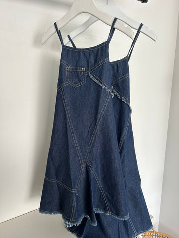 Please Denim Blue Asymmetrical Dress