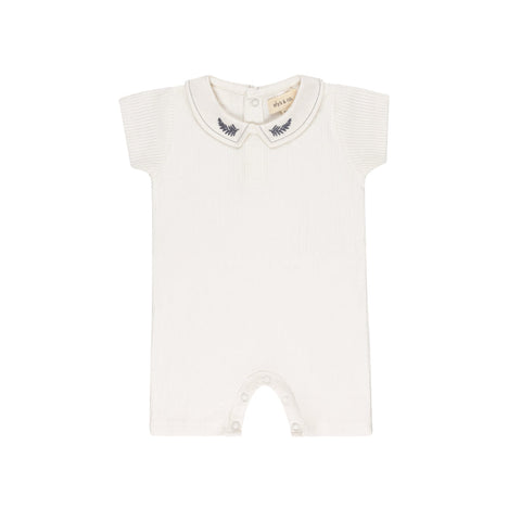 Ely's & Co Ivory/Blue Leaf Romper