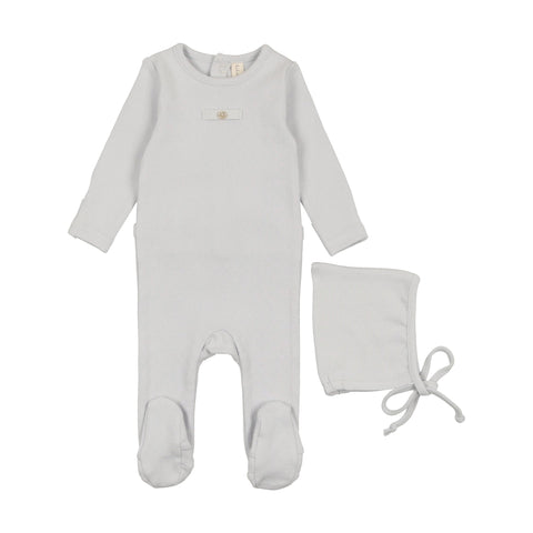 Lilette Blue Pointelle Circle Footie & Hat Set
