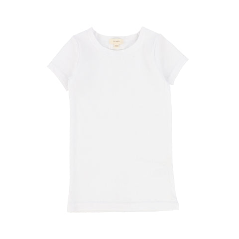 Lil Legs Pure White Ribbed Short Sleeve Tee
