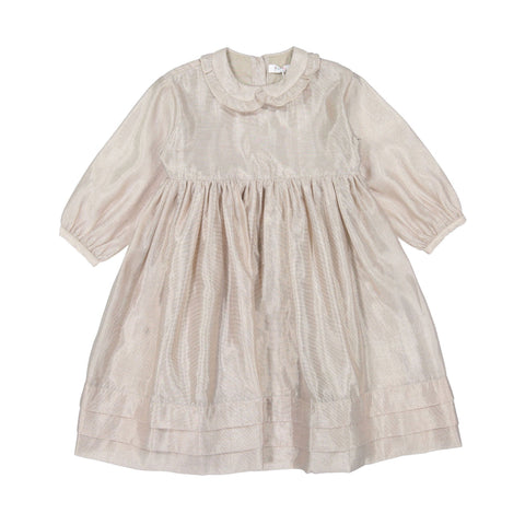 Coco Blanc Champagne 3/4 Sleeve Ruffle Collar Dress
