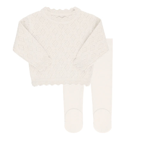 Ely's & Co. Ivory Pointelle Knit Set