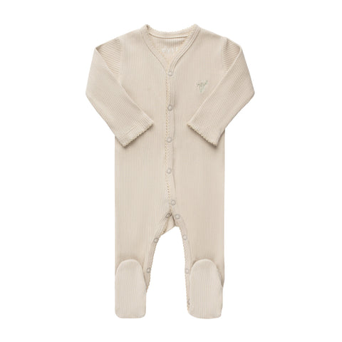 Ely's & Co Tan Embroidered Ginkgo Footie