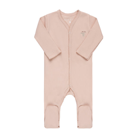 Ely's & Co Blush Embroidered Ginkgo Footie
