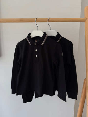 Colmar Black Nero Long Sleeve Piquet Polo