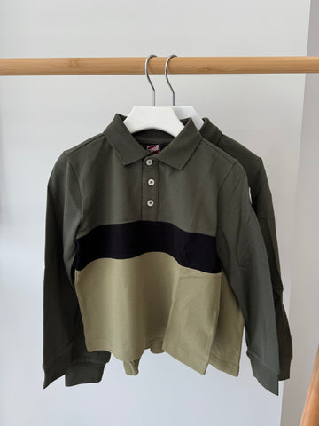 Colmar Green Underwood Contrast Collar Long Sleeve Piquet Polo