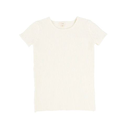 Lil Legs White Short Sleeve Knit Crewneck Sweater