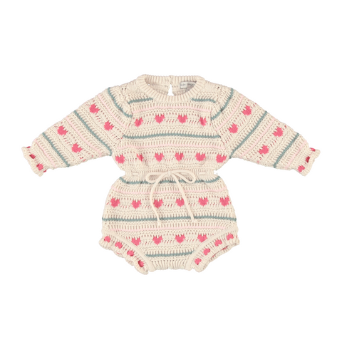 Bebe Organic Josie Hearts Knit Romper