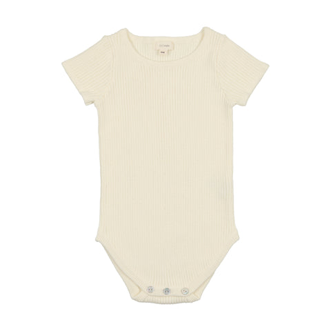 Lil Legs Ivory Knit Short Sleeve Onesie