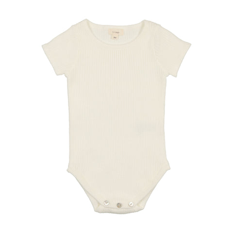 Lil Legs White Knit Short Sleeve Onesie