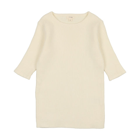 Lil Legs Ivory Three Quarter Sleeve Knit Crewneck Sweater