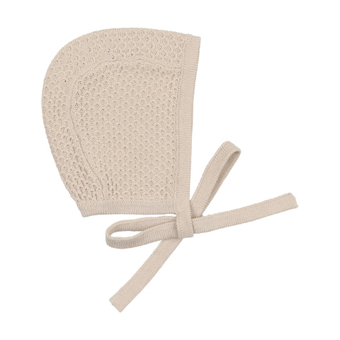 Lilette Tan Knit Pointelle Bonnet