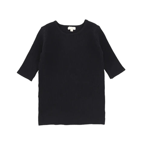 Lil Legs Black Three Quarter Sleeve Knit Crewneck Sweater