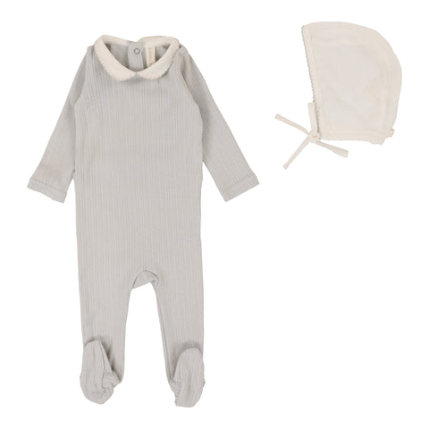 Lilette Light Blue Edged Collar Footie Set