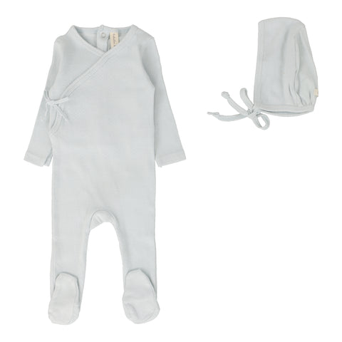 Lilette Sky Blue Pinpoint Wrapover Footie Set