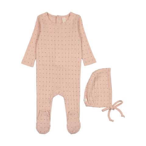 Lilette Shell Pink Linear Printed Footie Set