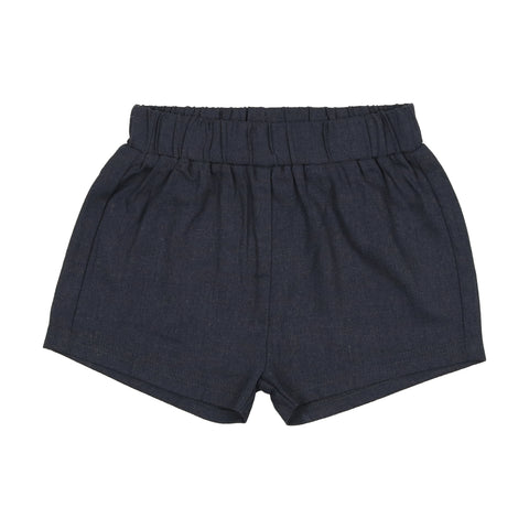 Lil Legs Off Navy Linen Pull On Shorts