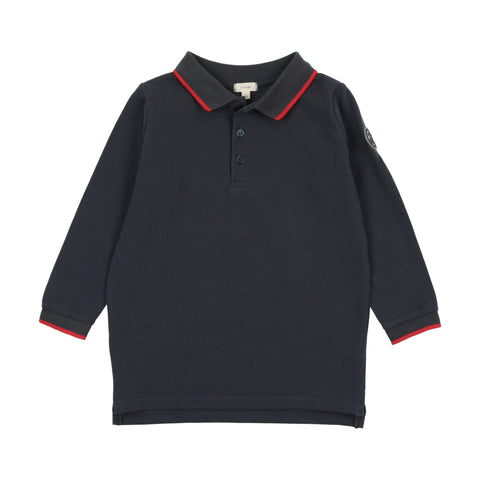 Lil Legs Off Navy Long Sleeve Polo