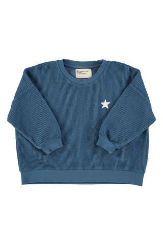 Piupiuchick Blue Ribbed Logo Sweatshirt