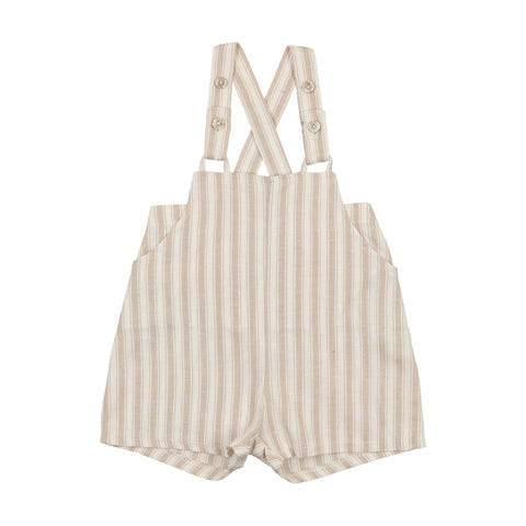 Lil Legs Taupe Stripe Overalls